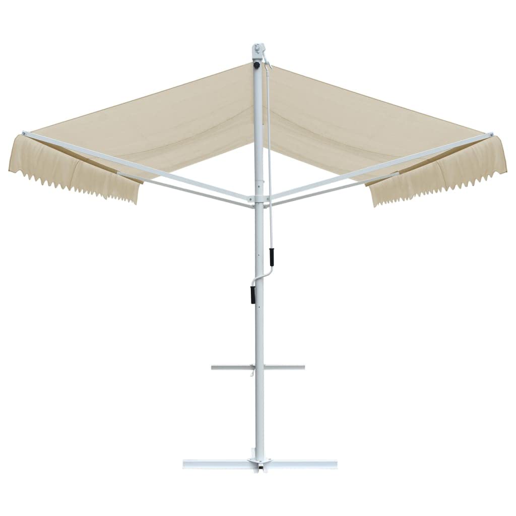 Capwee Store Banne Autoportant Double Pente à Manivelle Auvent autoportant pour Balcons Terrasse et Jardin-Crème-6 x 3 m