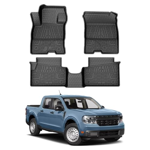 Mixsuper Custom Fit Floor Mats for Ford Maverick 2026 2025 2024 2023 2022 (Only Fits Hybrid Models) All Weather Floor Liners 1st & 2nd Row Set Black