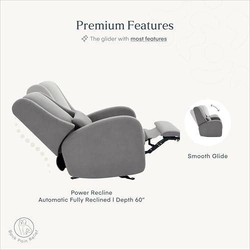 Image of Nurture& The Charleston Wingback - Power Reclining Glider for Nursery - Ergonomic Chair with Stain-Resistant Fabric & Built-in Charging Port - Modern Baby Room Essential