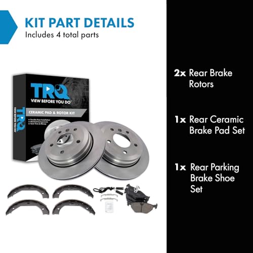 Image of TRQ Rear Brake Pad and Rotor Set Ceramic Compatible with 2001-2005 BMW 325xi