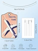 Ksriylm 2 Stück PU Leder Kofferanhänger,Wasserdichte Gepäckanhänger für Koffer mit Adressschild und Edelstahl Drahtseil,Schnellen Auffinden Kofferanhänger für Kreuzfahrte Flugreise,Flugzeug PInk – Ansicht 3
