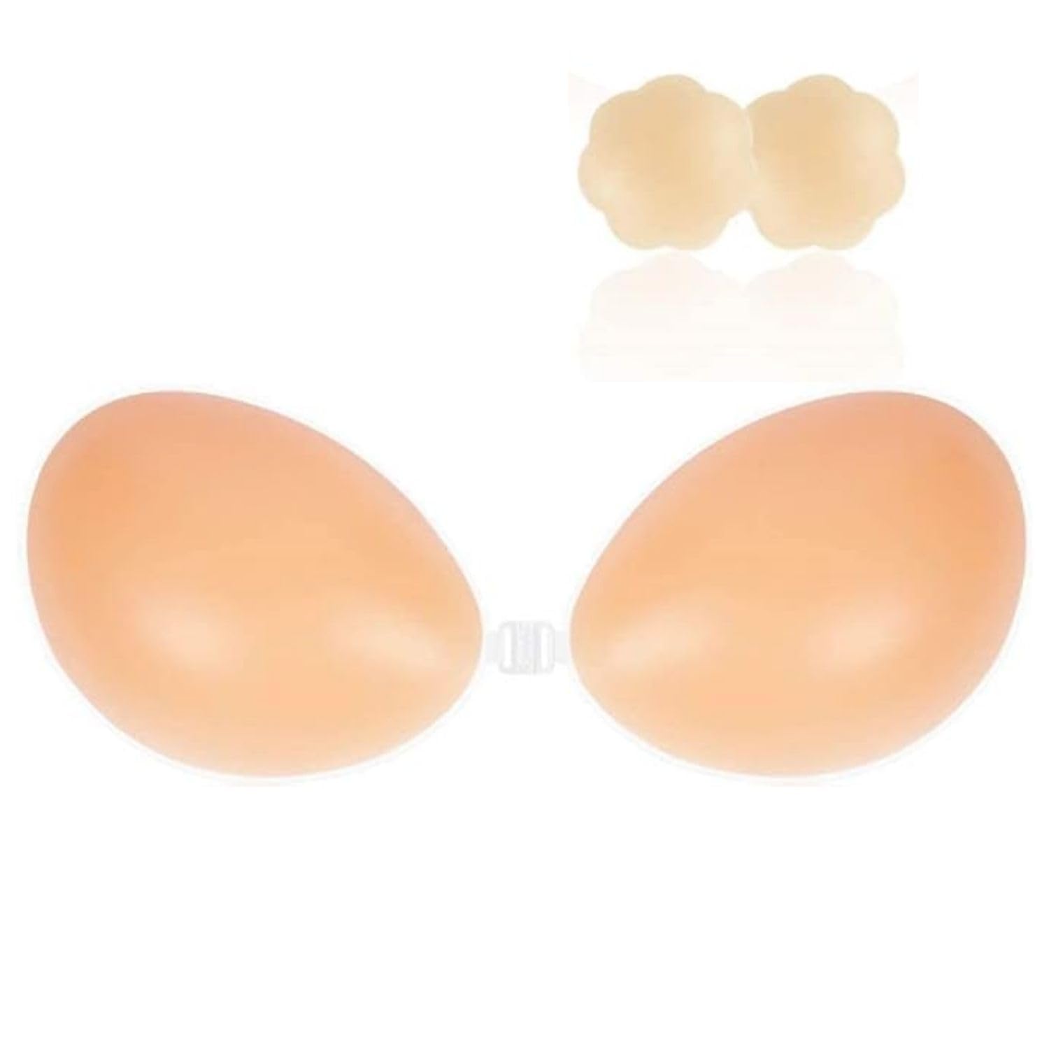 Push Up Klebe BH Nippelpads Trägerloser BH Rückenfrei Trägerlos Nipple Cover Kleine Brüste Strapless Sticky Bra Große Brust Unsichtbarer für Rückenfreies Kleid Klebebh Damen, mit 2Pcs Nippelpads