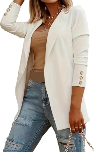Blazer Long Pour Femme - Coupe Slim - Uni - Pour Bureau Ou Sortie - Manches Longues - Automne