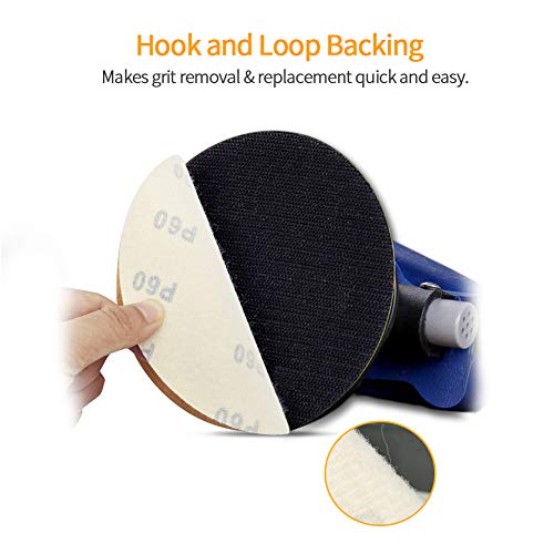 SPEEDWOX 100 Pcs 6 Inches Sanding Discs 60 Grit Dustless Hook and Loop Sandpaper for Random Orbital Sander Yellow Finishing Discs for Automotive Woodworking - Image 4