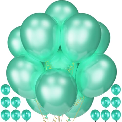 Image of 120 Pack Pearl Green Balloons, Bright 12 inch Royal Green Latex Party Balloons for Birthday Wedding Baby Shower Halloween.