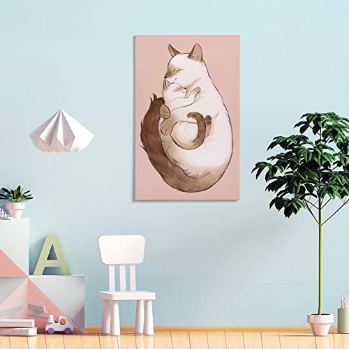 Animal Poster Rbwmama And Kitten Canvas Art Poster And Wall Art Picture Print Modern Family Bedroom Decor Posters 16X24Inch(40X60Cm) #TOP3