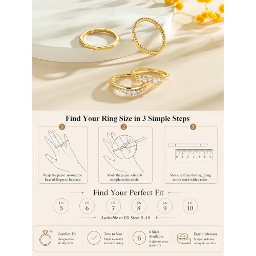 JIAOGE Gold Stackable Rings --4~5 Pcs - image 7