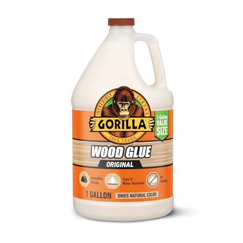 Gorilla Wood Glue, Natural Wood Color, 1 Gallon Bottle (Pack of 1) - Water Resistant for Indoor or Outdoor Projects and Repairs by GORILLA - Used condition - US$22.48