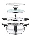 Tabakh by Vinod 18/8 Stainless Steel Outer Lid Magic Pressure Cooker - 3.5 L with Pressure Cooker Lid, Straining Lid and Glass lid (Induction and Gas Stove Friendly), Silver