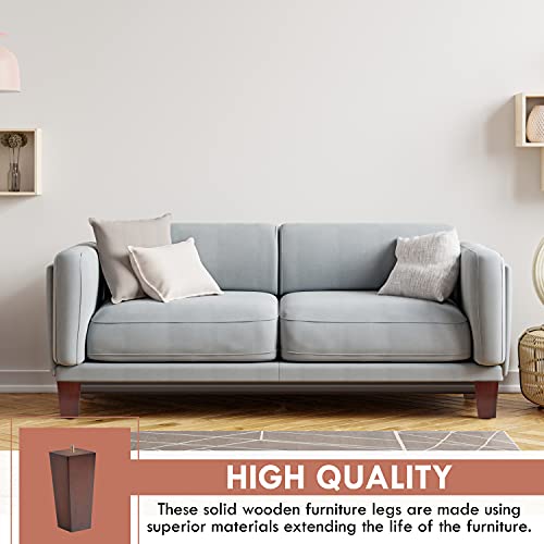 Ornavo Home Set Of 4 Square Mid-Century Modern 8 Inch Brown Wood Furniture Legs For Sofa, Couch, Armchair, Recliner, Coffee Table & Dresser #TOP2