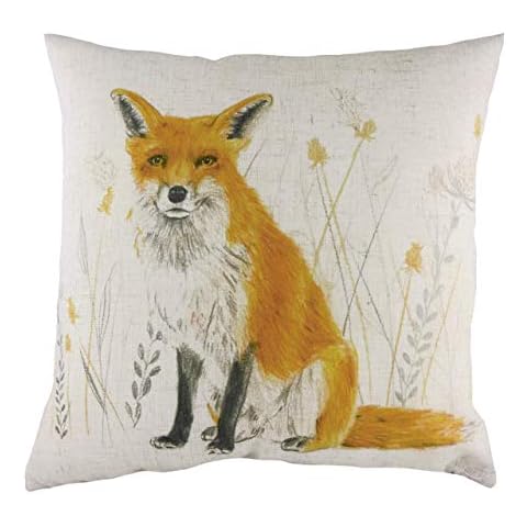 Evans Lichfield Fox Repeat Cushion Cover, White, 43 x 43 cm Cover