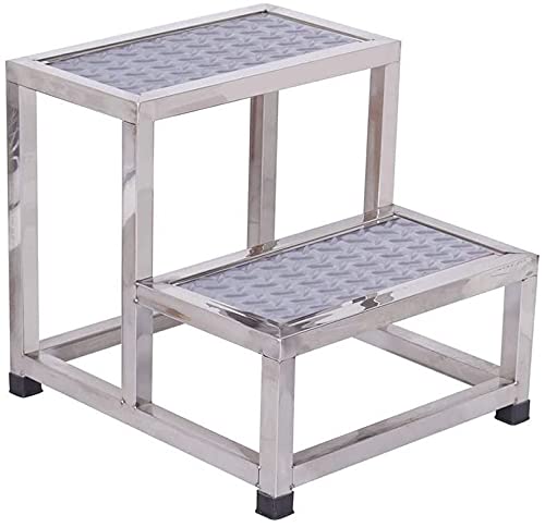 Step Stools,Ladder Chair Portable Non-Slip Step Stool, Multifunction Stainless Steel Ladder for Family Hospital Library, Anti-Slip Platform - 110Kg Load Capacityn (Color : Red, Size : Larg (Gray Larg