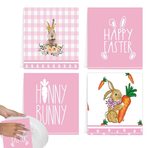 Toallas de cocina de Pascua, 4 trapos para platos, toallas de microfibra de 23.2 x 15.7 pulgadas para limpieza de cocina y lavado de platos, decoración de Pascua