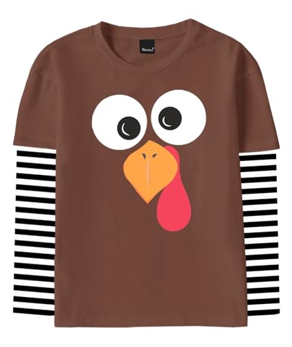 Image of Remimi Unisex Kids Christmas Long Sleeve Shirt Xmas Print Stripe Shirts 2-12 Years
