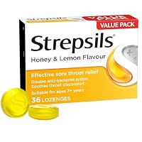 Strepsils Double Antibacterial Soothing Sore Throat Lozenges Honey and Lemon (36 Lozenges)