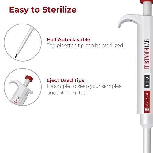American Fristaden Lab Micropipette | Variable Volume Single Channel Pipette (0.5-10µL) - Thumbnail 3