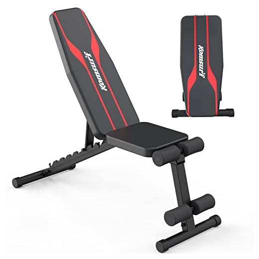 KOMSURF Weight Bench, Adjustable Workout Bench, Exercise Bench Press for Home Gym, Foldable Equipment Body Gym System, Strength Training Bench for Full Body Workout