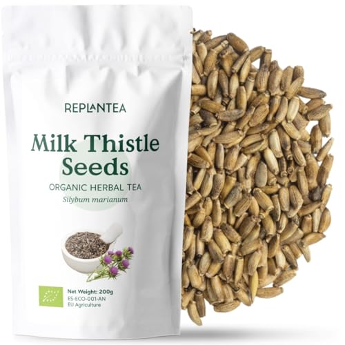 Milk Thistle Tea Organic 200g (100 Cups) | Milk Thistle Seeds, Loose Leaf Herbal Tea | Silybum Marianus REPLANTEA
