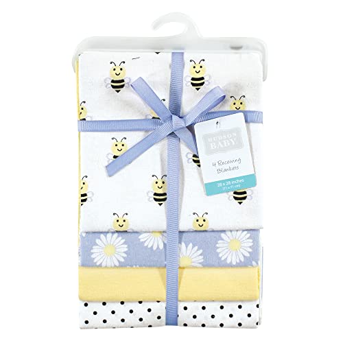 Image of Hudson Baby Unisex Baby Cotton Flannel Receiving Blankets, Daisy Bee, One Size