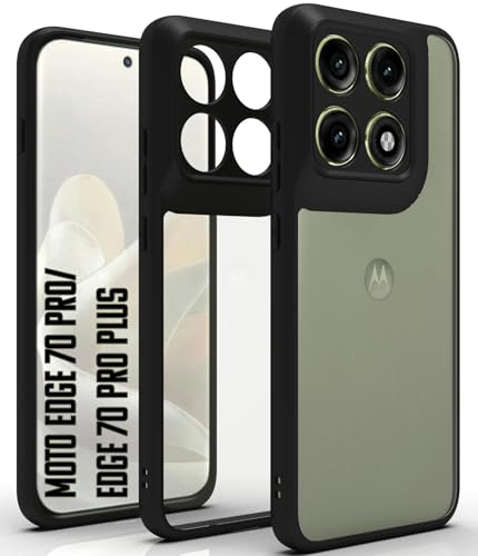 Image of RIGGEAR Shockproof Sleek Hybrid Armor Back Cover Case for Motorola Moto Edge 70 Pro /Edge 70 Pro Plus 5G (Clear PC + Black TPU Bumper)