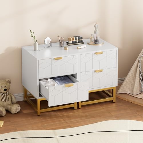 GAOMON White 2 Drawer Dresser, Small Dresser&Chest of Drawers, Modern Nightstand for Bedroom, End Table with Drawer for Living Room, Hallway, Entryway