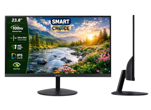 Image of Acer SmartChoice SA242Y E 23.8 Inch Full HD IPS Monitor I 100Hz Refresh Rate I 1ms VRB I AMD FreeSync I Ultra Slim ZeroFrame Design I VisionCare I HDMI & VGA Inbox HDMI Cable I VESA Mount I Black