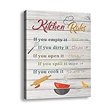 Funny Kitchen Canvas Wall Art Rustic Kitchen Rules Prints Farmhouse Signs Framed for Home Family Sign Wall Decor Kitchen Decorations Wall Kitchen Wall Art Kitchen Signs Wall Decor Farmhouse Dining Room Decor Funny Inspirational Kitchen Rules Wall Decor Quote Canvas Print Art Modern Kitchen Decorative Wall Art Apartment Decor Size11.5 x 15 inch A-260