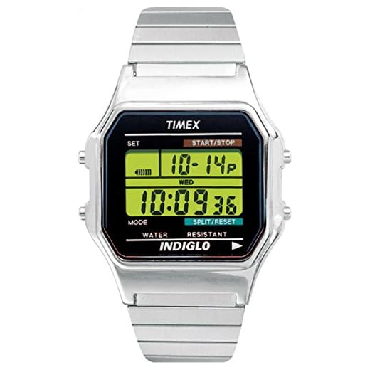 Timex Men's T78582 Classic Digital Silver-Tone Extra-Long Stainless Steel Expansion Band Watch
