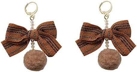Fashion Earrings Women's Earrings Cute Rhinestone Ball Brown Bow Earrings Women's Festive Party Banquet Jewelry Dainty Earrings Fashion Accessories