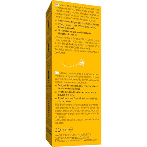 2. Bild von WELEDA Bio Baby Calendula Pflegecreme Körper & Gesicht 30ml - Naturkosmetik Gesichtscreme / Hautcreme mit Sesamöl & Lanolin zur Pflege trockener Haut. Babypflege Feuchtigkeitscreme für Babys & Kinder 30 ml