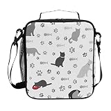 Malplena Sac isotherme avec empreintes de pattes de chats et de poissons en os