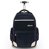 HollyHOME 19 inches Wheeled Rolling Backpack for Men and Women Business Laptop Travel Bag, Upgrade Blue