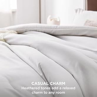 Bedsure Full Comforter Set - Grayish White Soft Bedding for All Seasons, Cationic Dyed Bed Set, 3 Pieces, 1 Full Size Comforter (82"x86") and 2 Pillow Shams (20"x26"+2")