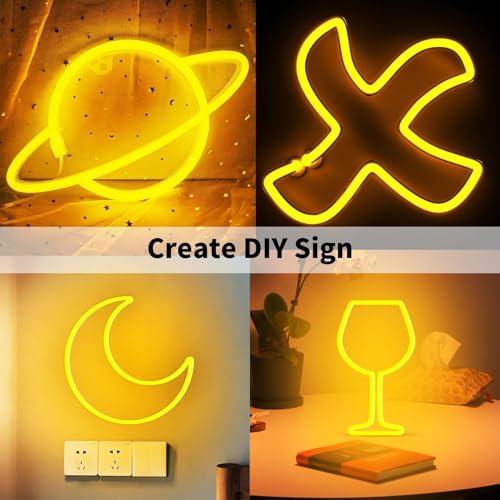 Image of 16.4 Feet LED Neon Strip Lights, with 12V Adapter, Waterproof IP65, Silicone Flexible Rope Light for Home Decor | Led Strip Lights | Neon Lights | 5 Meter | (Yellow)