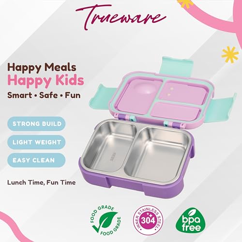 Image of Trueware Galaxy 2 304 Stainless Steel PU Insulated Lunch Box with Two Compartment BPA Free, Food Grade Ideal for School, Picnic, Office & Outdoor - 530ml