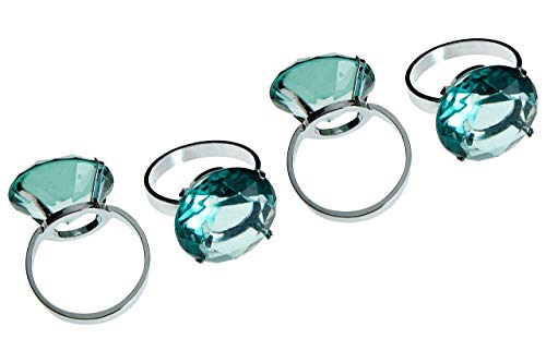 Premier Housewares Diamante Ronds de Serviette, Lot de 4 – Parent, Chrome, Bleu, 4 x 5 x 6 cm
