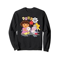 Dora the Explorer Boots the Monkey Flowers in the Rain Sweatshirt