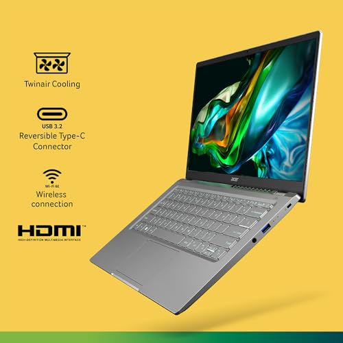 Image of acer Swift Go 14, AMD RyzenTM 5 7430U Hexa-core Processor, AMD Radeon Graphics, 16GB LPDDR4X, 512GB SSD, 14 inch /35.56cm, Windows 11 Home,MSO, Pure Silver, 1.25KG, SFG14-41, Premium Thin & Light Laptop