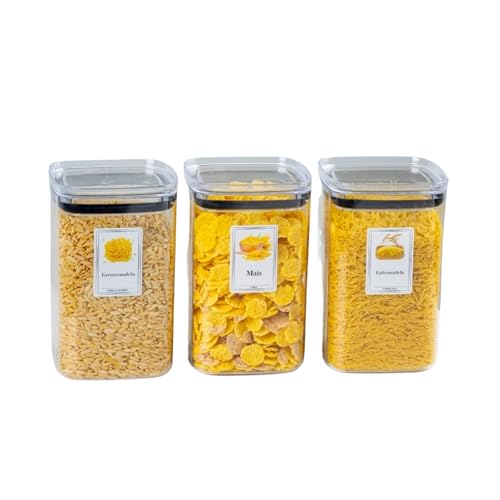 Ginza Maison 1 L Vakuum Vorratsdosen Set mit Deckel, 3-teilig – Luftdichte Kunststoff...