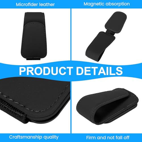 Miniatura 3 de Zorplex 2 Unidades Soporte De Gafas De Sol Para Coche En Cuero Con Clip Magnético Para Visera, Universal, Portagafas Y Soporte Para Tarjetas Y Billetes Negro