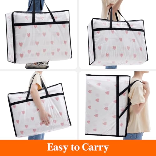 Lifewit 3 Pack Clear Clothes Storage Bags, 95L Plastic Blanket Storage Bag, Vinyl Foldable Moving Bags with Zipper，Closet Organizers and Storage Containers for Comforter, Bedding, Duvet, Pillow