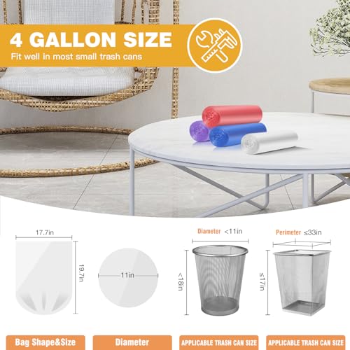 Ginkgo 4 Gallon Small Trash Bags, 100 Count, 4 Colors - Image 2