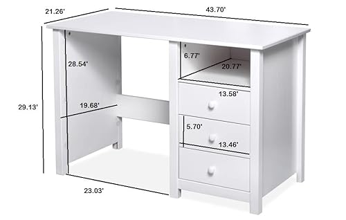 From The Tree Furniture Solid Pine Wood Writing Desk With Drawers And Storage (Unfinished), (Dk001) #TOP2