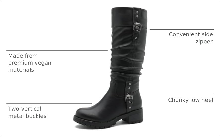 Image of GLOBALWIN Women's Chunky Low Heels Boots Knee High Boots For Women | Casual Boots