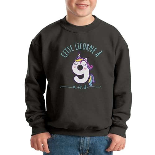Sweatshirt enfant licorne 9 ans anniversaire celebration