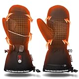 ThxToms Heated Mittens for Men & Women, Rechargeable Heated Gloves with Touchscreen, Waterproof Winter Ski Gloves for Skiing, Snowboarding, Fishing, Camping, Hiking