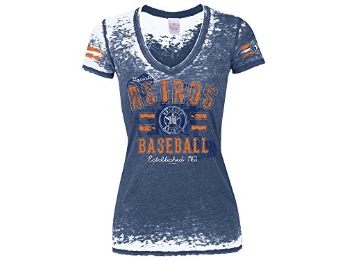 5th and Ocean MLB Women's Burnout Washed Baby Jersey Short Sleeve V-Neck Tee