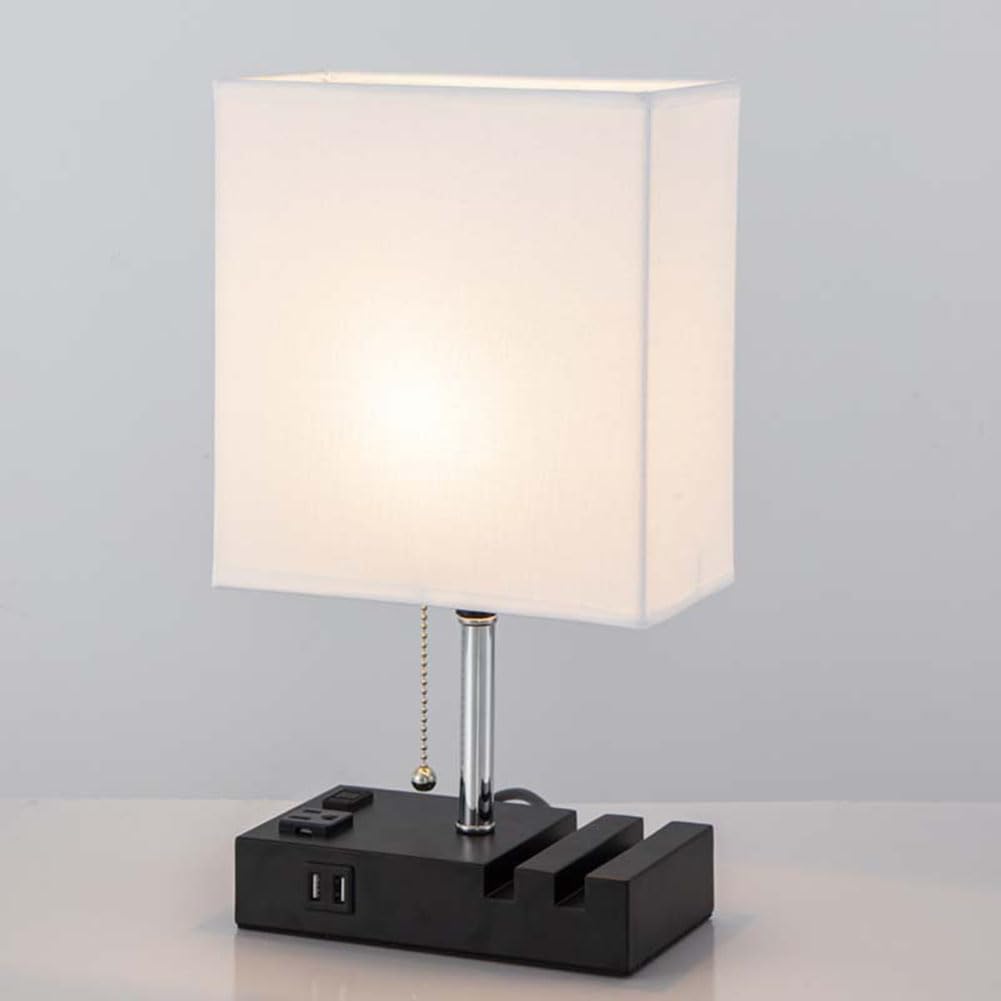 Lampa stołowa z funkcją ładowania, złącze USB A+C, lampki biurkowe, lampki do czytania, abażur lniany, metalowa podstawa, lampki nocne z włącznikiem, sypialnia, salon, biała