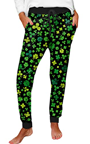 Deerose Women's St Patricks Day Jogger Pants Green Irish Lucky