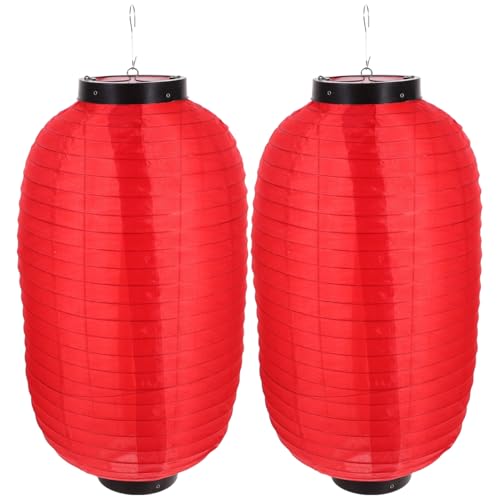 Amosfun Linternas Japonesas Impermeables De Tela Seda 2 Piezas Farolillos Plegables Rojos 10 Pulgadas DecoracióN para Restaurantes Hogar Y Eventos